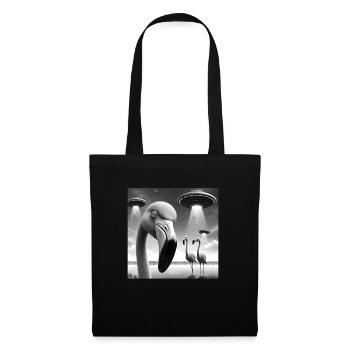 Flamingo Sci-fi Funny Graphic Selfie with UFOs Wei - Tote Bag - black - Front