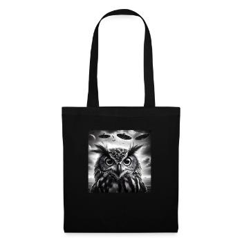 hibou drôle Selfie graphique avec des OVNI Extraterrestres étranges Sc - Sac en tissu - noir - Devant