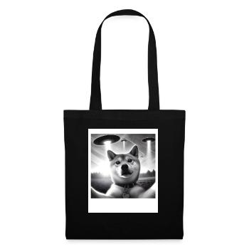 Shiba Inu Dog Dad Mom Funny Graphic Selfie UFOs We - Stoffbeutel - Schwarz - Vorne