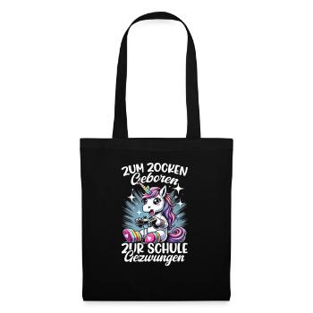 Née pour jouer Forcée d’aller à l’école Licorne - Sac en tissu - noir - Devant