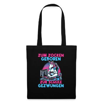 Née pour jouer Forcée d’aller à l’école Licorne - Sac en tissu - noir - Devant