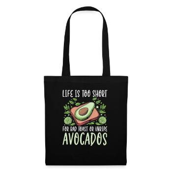 Toast à l’avocat Amateur de nourriture végétarienne Guacamole - Sac en tissu - noir - Devant