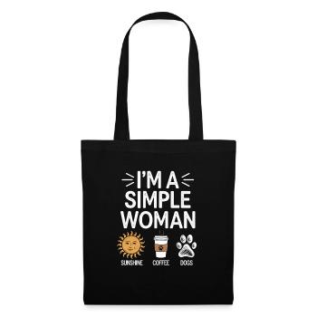 Je suis une femme simple comme les chiens de soleil et le café - Sac en tissu - noir - Devant