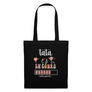 tata en cours boho bohème fleurs cadeau tante - Sac en tissu - noir - Devant