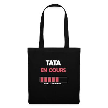 tata en cours future tata cadeau tante - Sac en tissu - noir - Devant