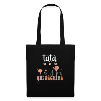 Tante reißt Boho böhmische Blumen Geschenk Tante - Stoffbeutel - Schwarz - Vorne