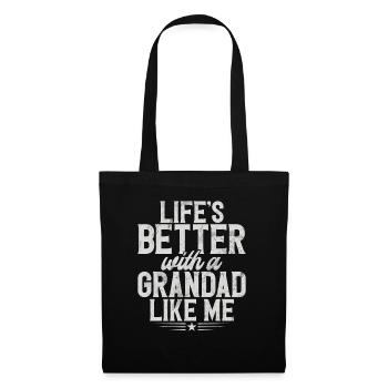 Grand-père Grand-père Pops Grand-parent - Sac en tissu - noir - Devant