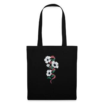 Snake and white flowers illustration serpent and - Tote Bag - black - Front