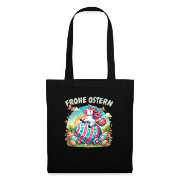 Happy Easter Unicorn – Funny Easter Egg Design - Tote Bag - black - Front