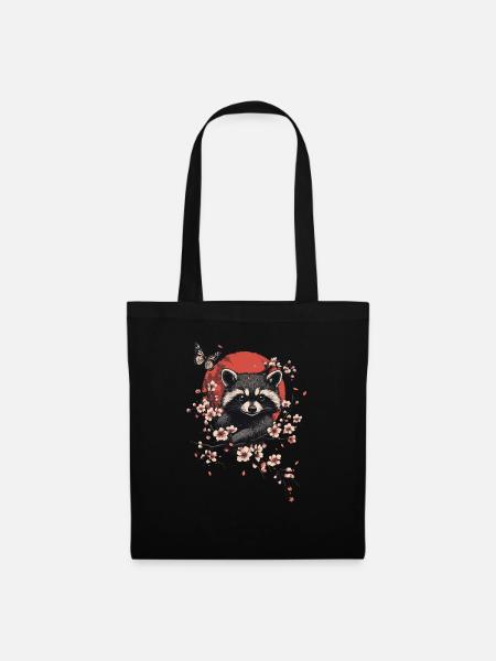 Waschbär - Stoffbeutel - Schwarz