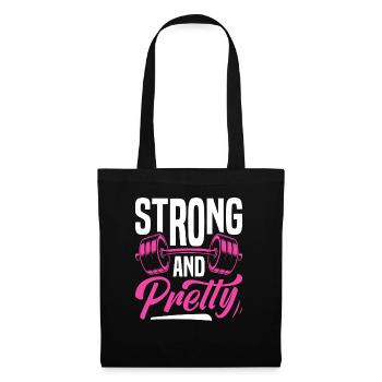 Fitness fort et beau dicton design - Sac en tissu - noir - Devant