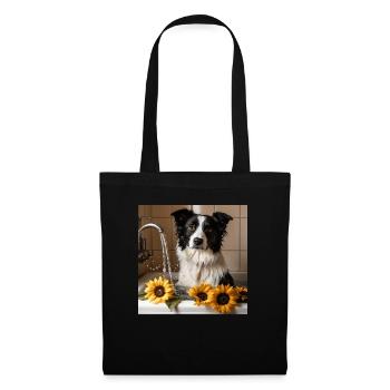 Border Collie - Stoffbeutel - Schwarz - Vorne