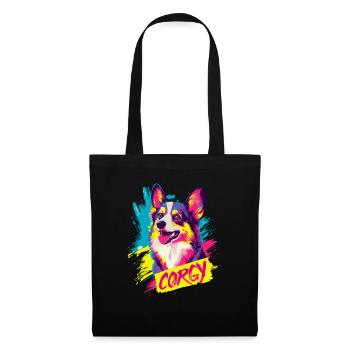 Corgy Dog Art Neon Colored Style - Tote Bag - black - Front