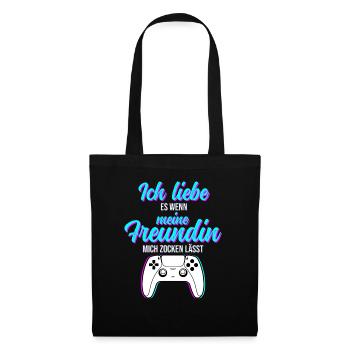 Gaming Liebe zur Freundin - Funny Geschenkidee - Stoffbeutel - Schwarz - Vorne