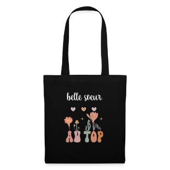 Stiefschwester im Boho Bohemian Flowers Top - Stoffbeutel - Schwarz - Vorne
