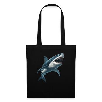 Weiße Haie Weißer Hai - Stoffbeutel - Schwarz - Vorne
