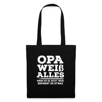 Opa Weiß Alles Großvater Opa - Stoffbeutel - Schwarz - Vorne