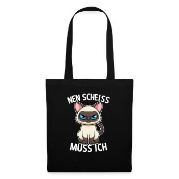 Nen Scheiss muss ich Katze Frecher Spruch - Stoffbeutel - Schwarz - Vorne