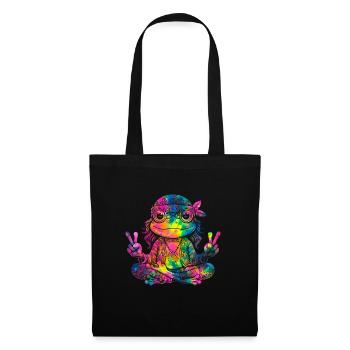 Peace Sign Dye Hippie Frog 60s - Tote Bag - black - Front