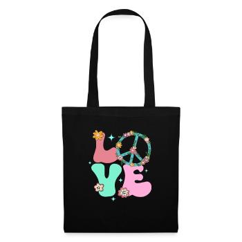 Signe de paix Amour Groovy Hippie des années 70 - Sac en tissu - noir - Devant