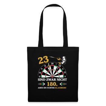 Darts 23 sind zwar nicht 180 Geburtstag Dart - Stoffbeutel - Schwarz - Vorne