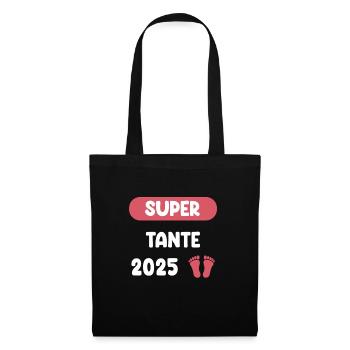 Super 2025 Tante kündigt Schwangerschaft an - Stoffbeutel - Schwarz - Vorne