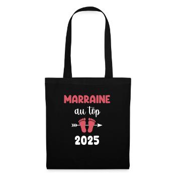 au top marraine 2025 annonce grossesse - Sac en tissu - noir - Devant