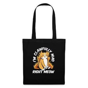 Chat Gras Gros Chat Humour Mème - Sac en tissu - noir - Devant
