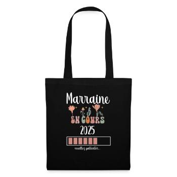 marraine 2025 en cours fleurs annonce grossesse - Sac en tissu - noir - Devant