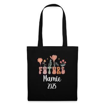 mamie 2025 future fleurs annonce grossesse - Sac en tissu - noir - Devant