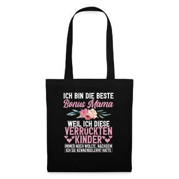 Bonus Mama Muttertag Mutterschaft Mama Elternteil - Stoffbeutel - Schwarz - Vorne