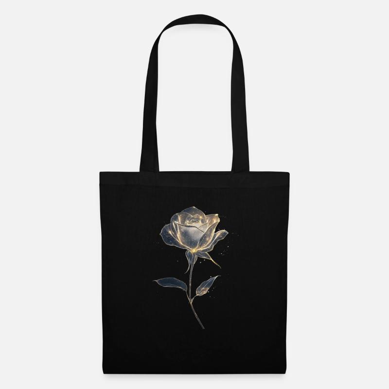 Weiße Rose - Stoffbeutel - Schwarz