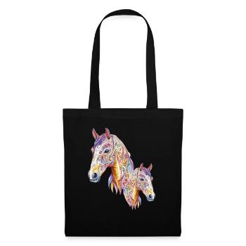 Cheval Fleurs Tatouage Cheval Art Équitation Cavalier - Sac en tissu - noir - Devant