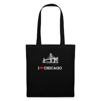 Ich liebe Chicago Humor Golden Gate Brücke Herz Flagge - Stoffbeutel - Schwarz - Vorne