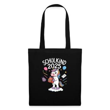 Schulkind 2025 Einschulung Schulanfang - Stoffbeutel - Schwarz - Vorne
