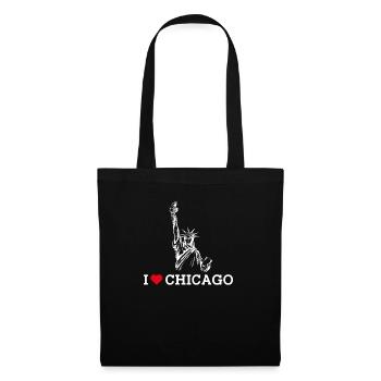 I Love Chicago Cool Statue Of Liberty Lover Wortspiel - Stoffbeutel - Schwarz - Vorne