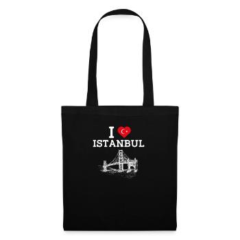 Ich liebe Istanbul Türkei Golden Gate Brücke Flagge Wortspiel - Stoffbeutel - Schwarz - Vorne