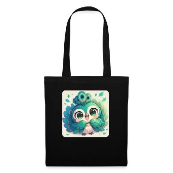 Paons Paon - Sac en tissu - noir - Devant
