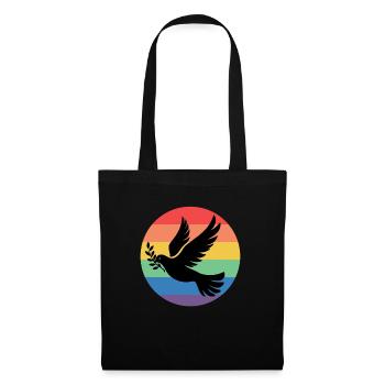 Colombe de la Paix Arc-en-ciel Tolérance, Pence, Paix - Sac en tissu - noir - Devant