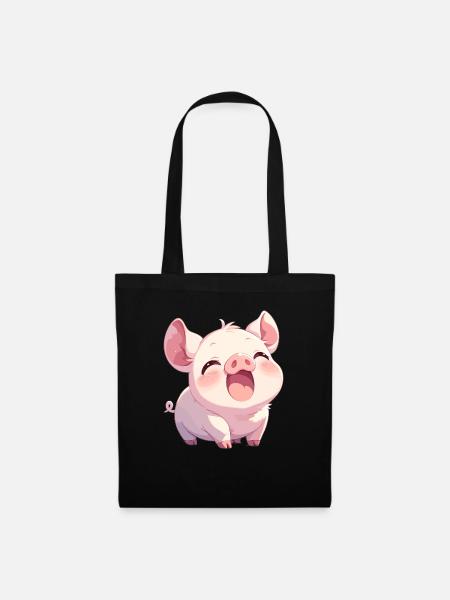 Schweine Schwein - Stoffbeutel - Schwarz