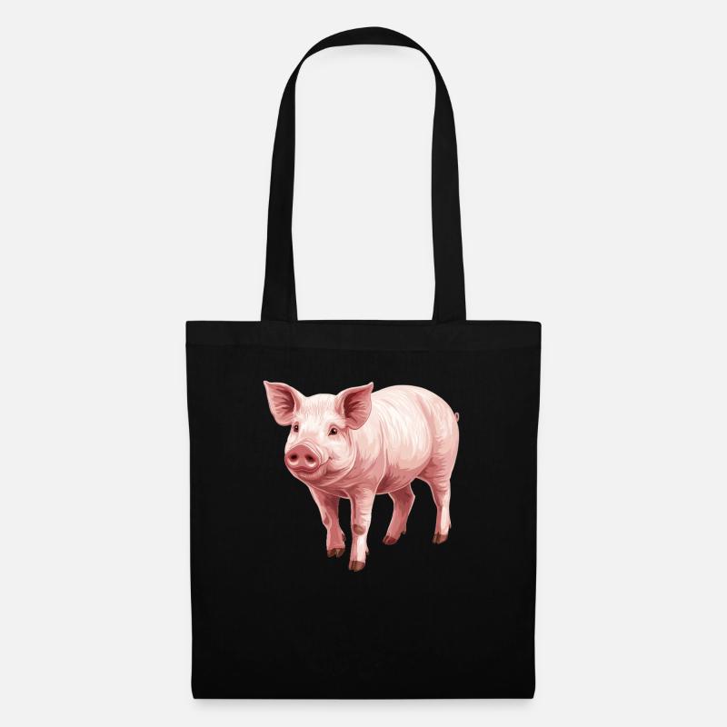 Schweine Schwein - Stoffbeutel - Schwarz