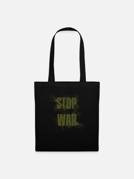 STOP WAR – NO WAR - PEACE - Stoffbeutel - Schwarz