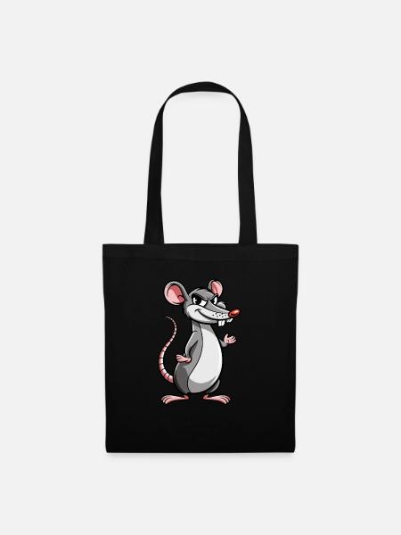 Ratte - Stoffbeutel - Schwarz