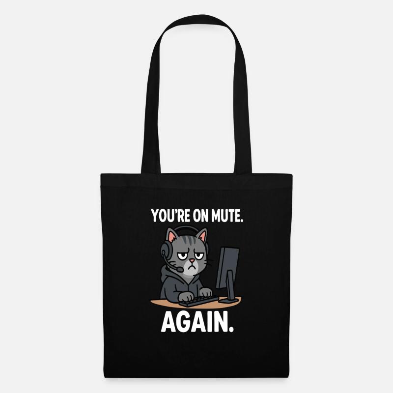 Homeoffice Katze - Stoffbeutel - Schwarz