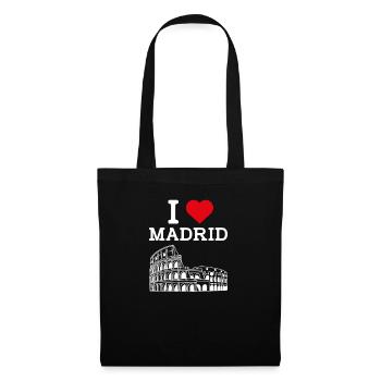 I Love Madrid Cool Heart Flag Colosseum Lover Pun - Tote Bag - black - Front