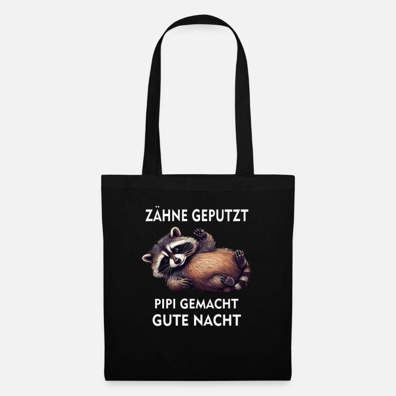 WASCHBÄR ZÄHNE GEPUTZT - Stoffbeutel - Schwarz