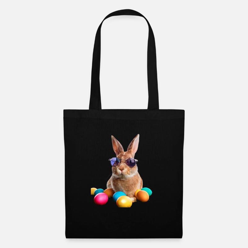 Osterhase - Stoffbeutel - Schwarz