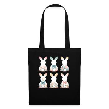 Ostern Blumenhasen Vintage Cottagecore Stil - Stoffbeutel - Schwarz - Vorne