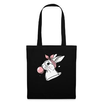 Lapin de Pâques avec bulle de chewing-gum en rétro vintage - Sac en tissu - noir - Devant