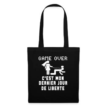 Enterrement de vie de garçon futur marié EVG - Sac en tissu - noir - Devant